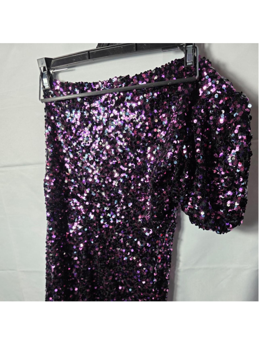 Purple sequin bodycon dress with one short sleeve Size: S #glamour #party #bodyc - Picture 2 of 5